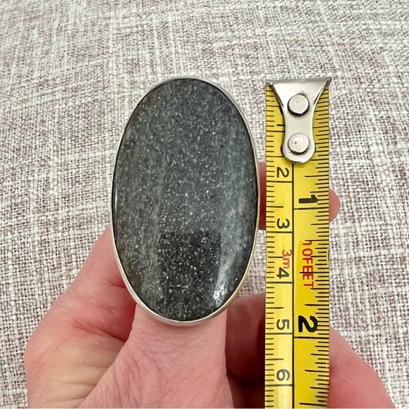 Black Sunstone Ring - size 7 adjustable - Picture 5 of 6